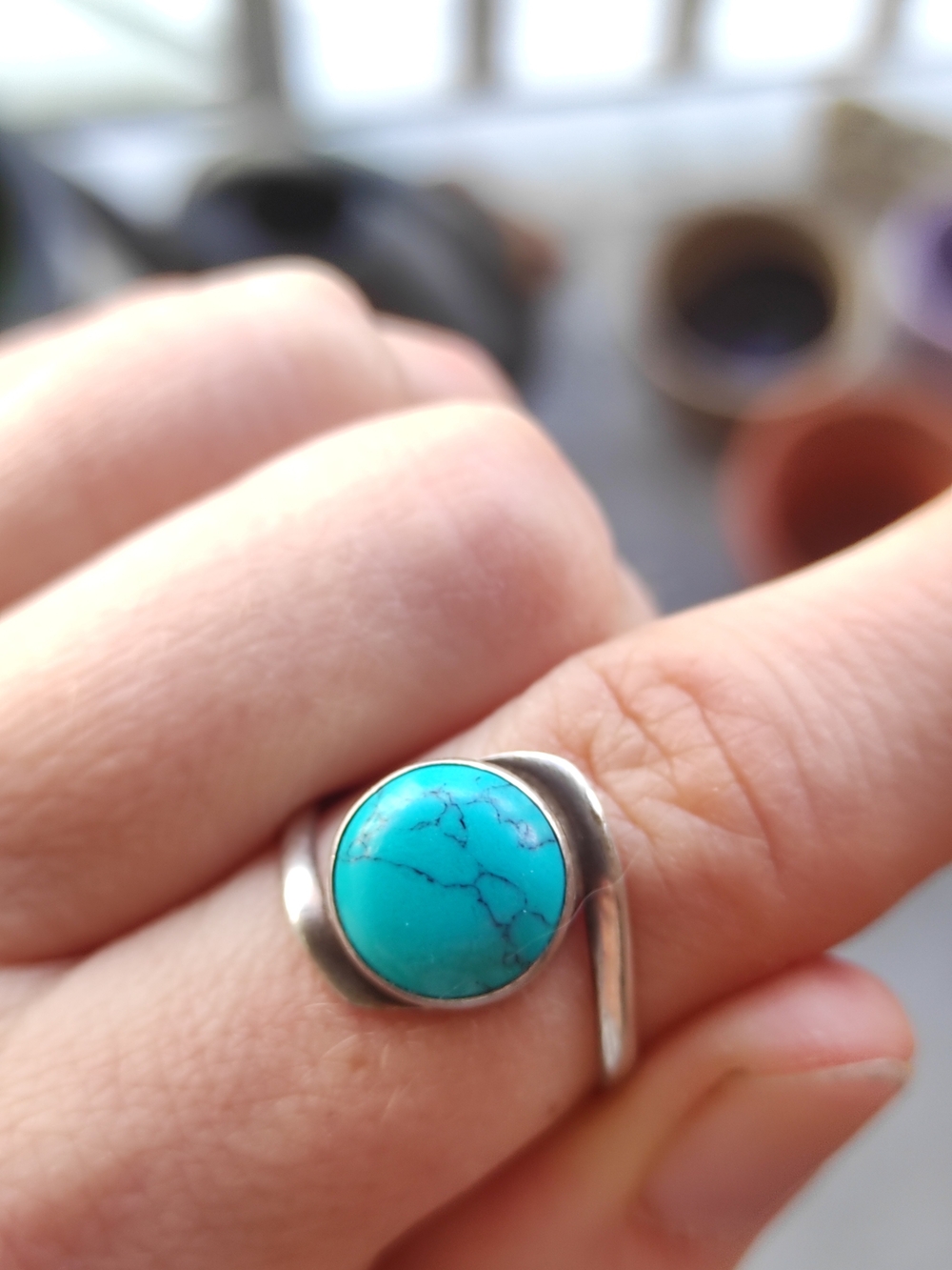 Sterling Silver Turquoise Stone Wrap Ring - Blue Turquoise